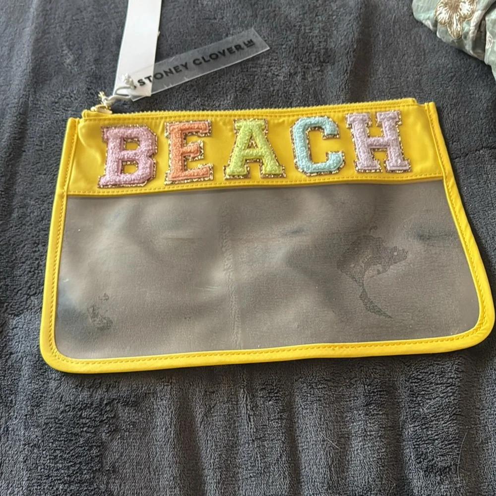 Stoney Clover Lane clear flat “BEACH” pouch